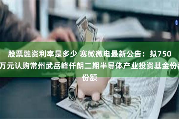 股票融资利率是多少 赛微微电最新公告:拟7500万元认购常州武岳峰仟朗二期半导体产业投资基金份额