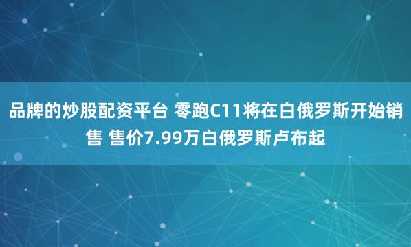 品牌的炒股配资平台 零跑C11将在白俄罗斯开始销售 售价7.99万白俄罗斯卢布起