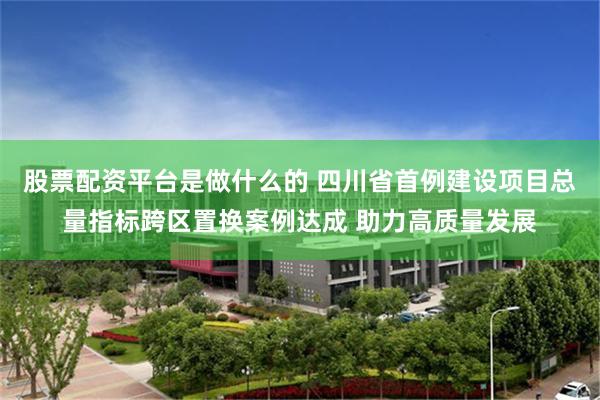 股票配资平台是做什么的 四川省首例建设项目总量指标跨区置换案例达成 助力高质量发展