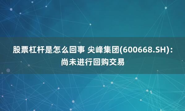 股票杠杆是怎么回事 尖峰集团(600668.SH)：尚未进行回购交易
